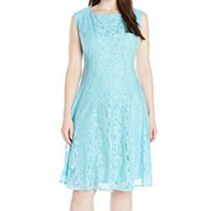 NWT Julian Taylor Baby Blue Floral Lace Sleeveless Dress Zipper Size 24W